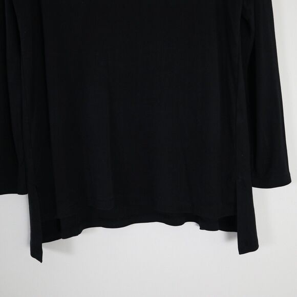 Eileen Fisher Size S Tencel Interlock Ballet Neck Top Slit High Low Hem Black - Picture 6 of 12
